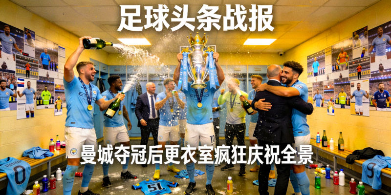 足球头条战报 - 曼城夺冠后更衣室疯狂庆祝全景